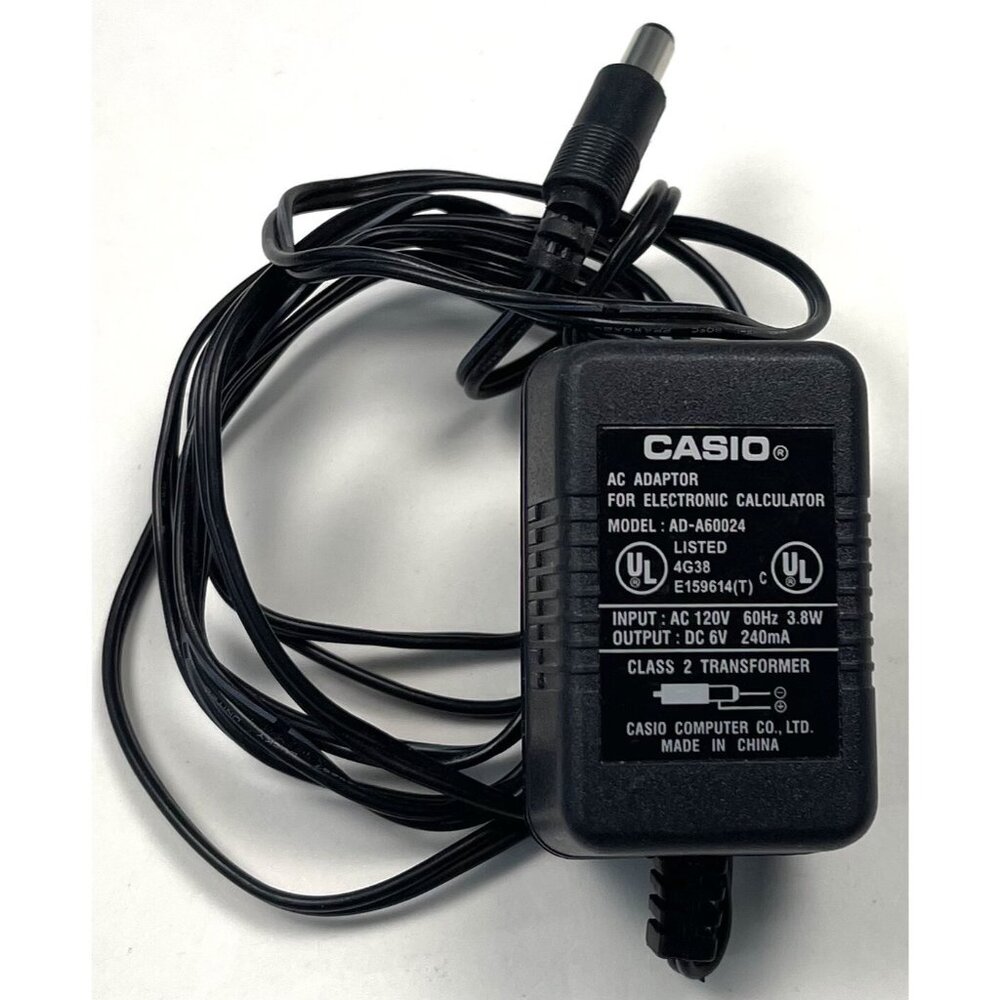 OEM Casio AC DC Adaptor for Electronic Calculator AD-A60024 Black 6V 240mA EUC